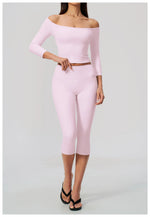 Fashion Mid Sleeve T-shirt Yoga Suits Tight Fitting Slim Sports Tops High Waist Peach Hip Mid Pants Gym Running Fitness Outfits