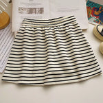 Women's Black White Striped Mini Skirt Drawstring Elastic High Waisted Sports Skirt Summer New Korean Style Sports Skirts 2026