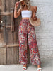 Women's 2026 Summer Versatile Printed Elastic Waist Wide Leg Pants