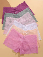 6PCS Women Lace Boxers Briefs Sexy Seamless Breathable Low Waist Female Underwear Solid Color Intimates High Elastic Lingerie
