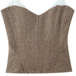 French Fashion Elegant Top Slim Fit Ribbed Waistband Tube Top Crop Top Camisole Vest Bustier Top For Woman Pure Desire EWKE