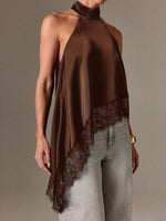 Autumn Fashion Women's Asymmetrical High-Neck Backless Halter Neck Top