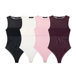 Women's Patchwork Silk Mesh Jumpsuit WHEF