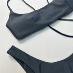 Brown Bandeau Micro Bikini Set Back String Lace-up Sexy Swimsuit Solid Swimwears Woman 2026 High Cut Bathing Suit Bikinis Femmes