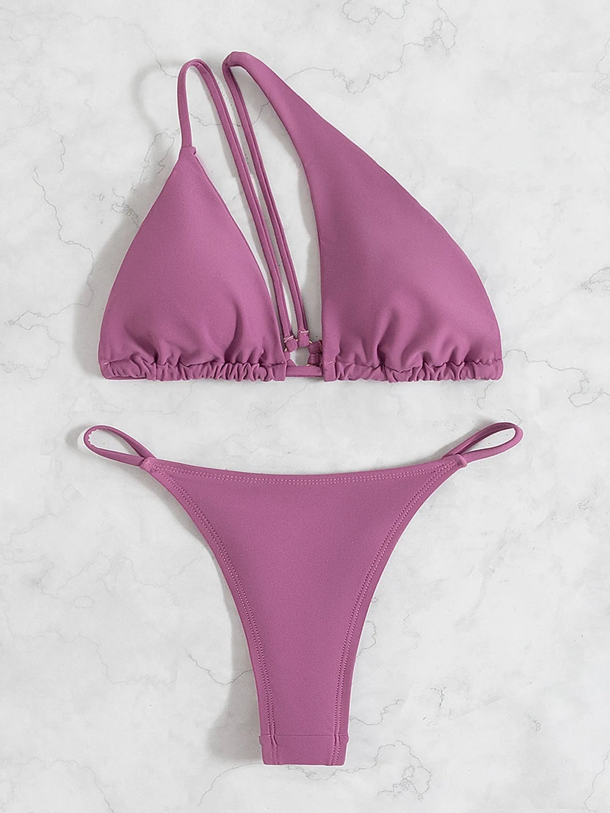 DEKA New Sexy One-shoulder Bikini Female Thong Swimsuit Women Diamond Swimwear Two-pieces Bikini Set Bather Bathing Suit Swim