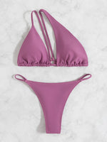 DEKA New Sexy One-shoulder Bikini Female Thong Swimsuit Women Diamond Swimwear Two-pieces Bikini Set Bather Bathing Suit Swim