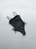 2026 Summer Women's One-piece Suit Swimwear Dot Patchwork Swimsuit Strappy Bodysuit Bikini High Waist Push Up Monokini Beachwear