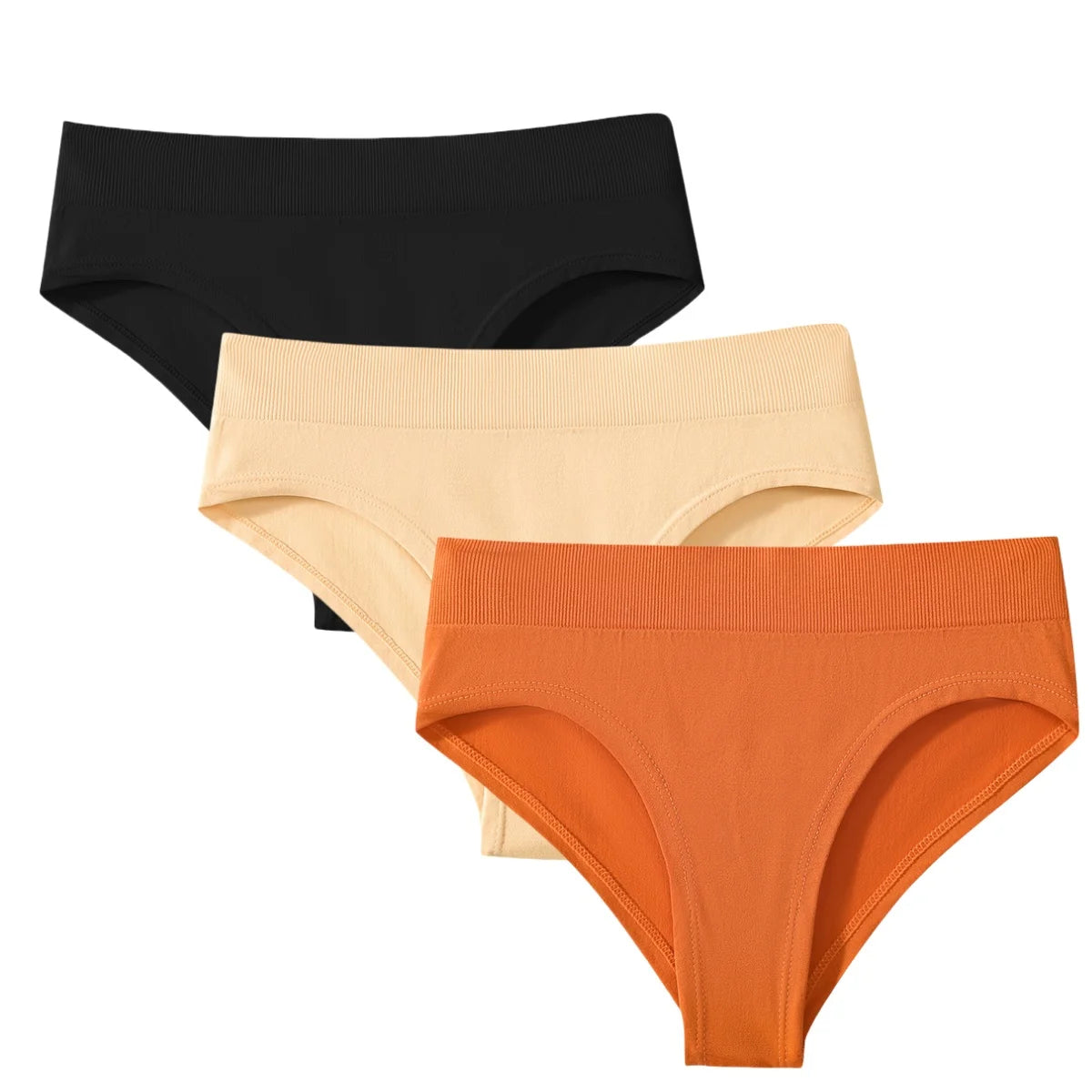 3Pcs/Set High Rise Briefs Women Classic Panties Female Underpants Solid Color Panty Plus Size Underwear Sexy Lingerie S-3XL