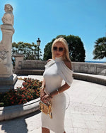 2024 New Solid Color Slim Midi Dresses Women Halter Neck Off Shoulder Package Hip Bodycon Elegant Temperament Ladies Party Dress