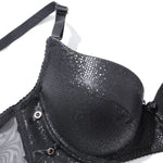 Beauwear Lady Sexy Soft PU Leather Splice Sponge Padded Molded Cup Underwire Push Up Bra Punk Style