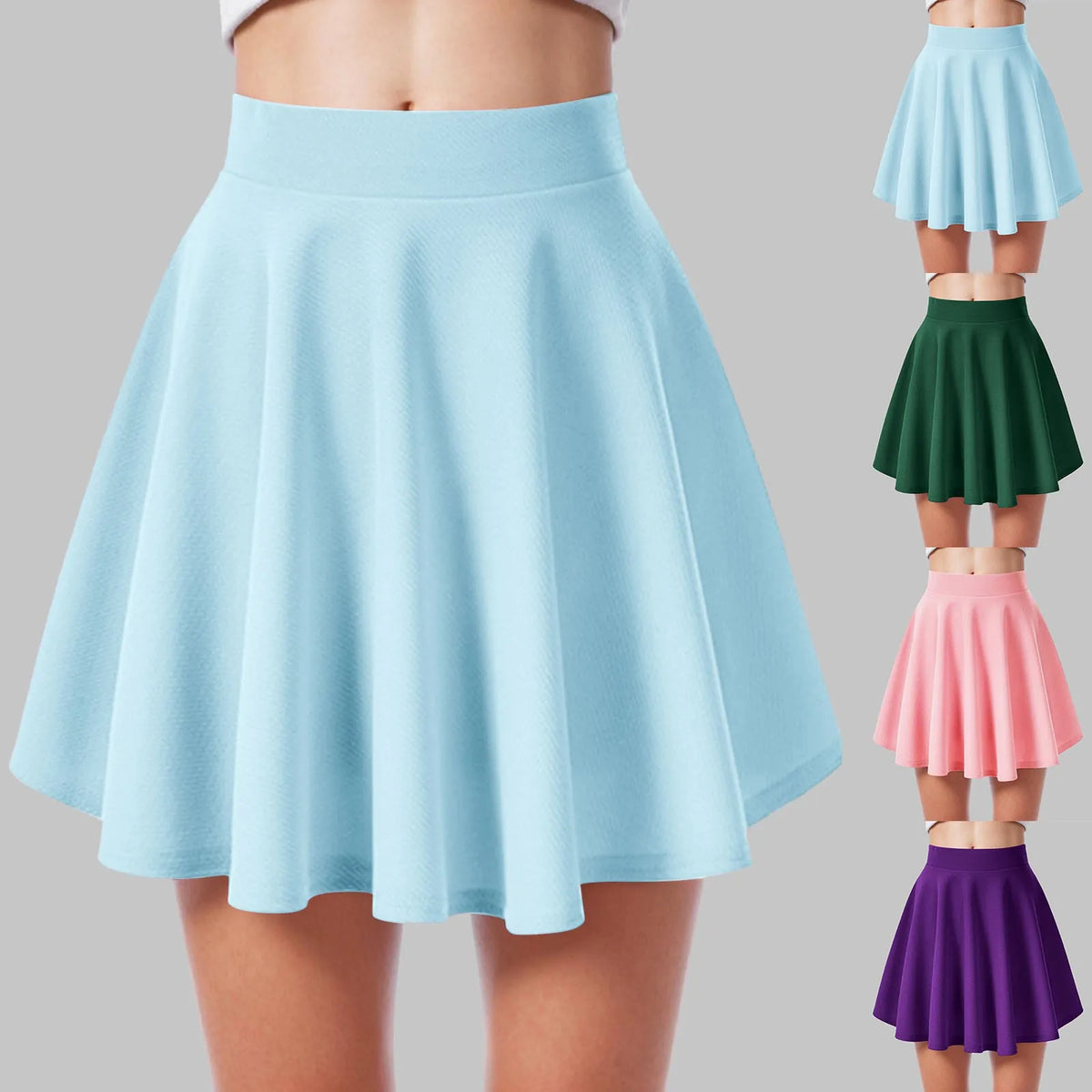 Women's High Waist A Line Skater Skirt Casual Solid Flared Mini Skirt Soft Stretch Summer Casual Sports Golf Tennis Short Skirts