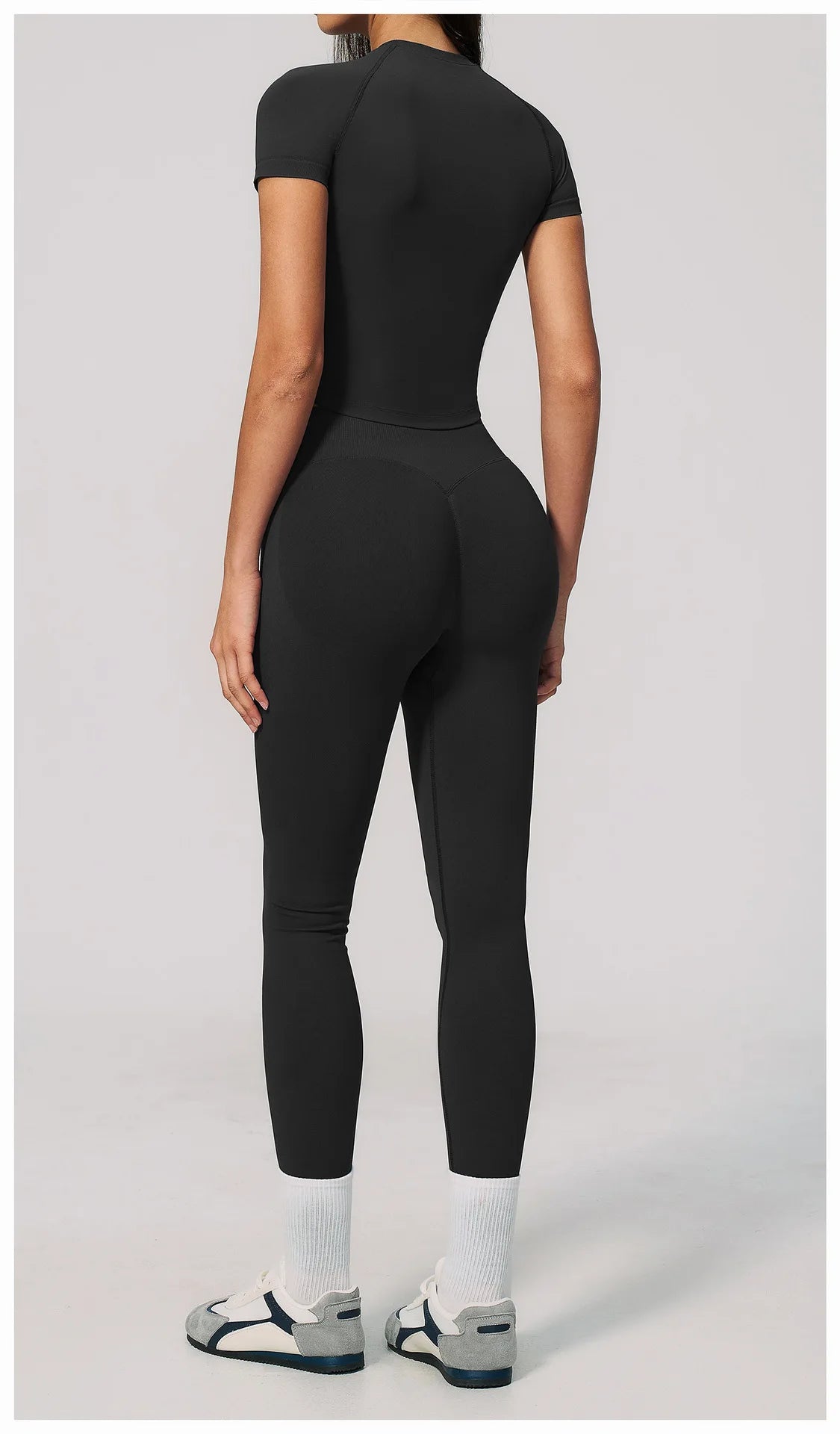 2PCS Women's Tracksuit Seamless Yoga Set Short Sleeve O Neck Workout T Shirts Fitness Suit Tight Hip Lifting Leggings Gym Sets