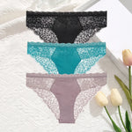 3Pcs/Set Seamless Lace Women Panties Transprant Hollow Out Low Waist Briefs Female Solid Soft Breathable Lingerie Underwear