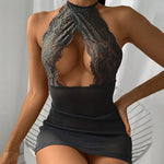 Women's Short Dress Hot Open Crotch Open Bra Design Sexy Temptation Backless Slim Mini Dresses Nightgown