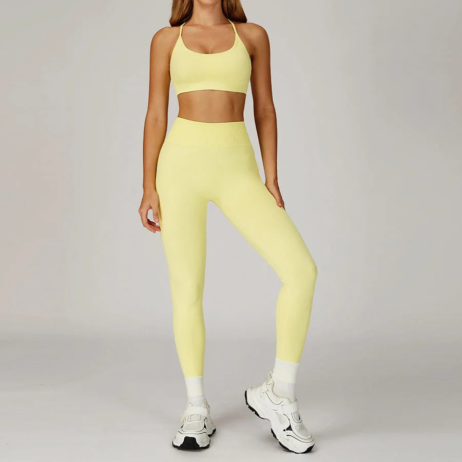 2PCS Yoga Suit Sports Set Women Gym Set Woman Tracksuit Running Workout Long Sleeve Sports Shirt Shorts and bra set Sport Outfit