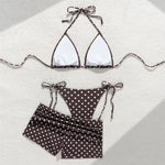 White Dot Print Micro Thong 3 Piece Bikinis Sets Bottoms Shorts Swimwear Sexy Swimsuit Woman 2026 Halter String Triangle Bikini