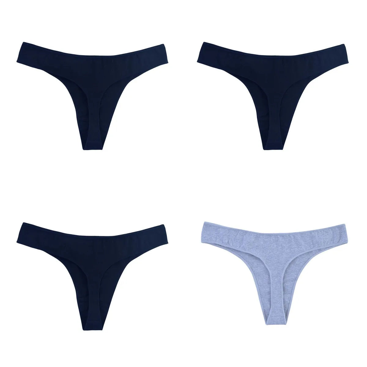 4Pcs/Set Cotton Panties Women Low-Rise Thong G-string Solid Breathable Stretchy Underwear Ladies Sexy T-back Lingerie M-XL