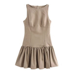 Foridol Bowknot Pleated Tank Short Dress for Women Sleeveless Casual Party Short Dress Female Casual Autumn Winter Dress