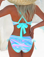 Sexy Neon Yellow Gradient Bikinis Sets Bathing Suits Swimwear Women 2026 V Neck Push Up Drawstring Side High Waist Swimsuit
