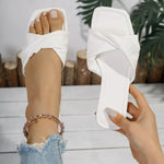 2026 Summer New Fashion Open Toe Solid Color Simple Leather Surface Versatile r Large Slippers Square Heel Shoes Women