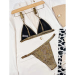 S - XL Sexy Shiny Sequins High Leg Cut Bikini Female Swimsuit Women Swimwear Two-piece Bikini set Bather Bathing Suit Swim V3862