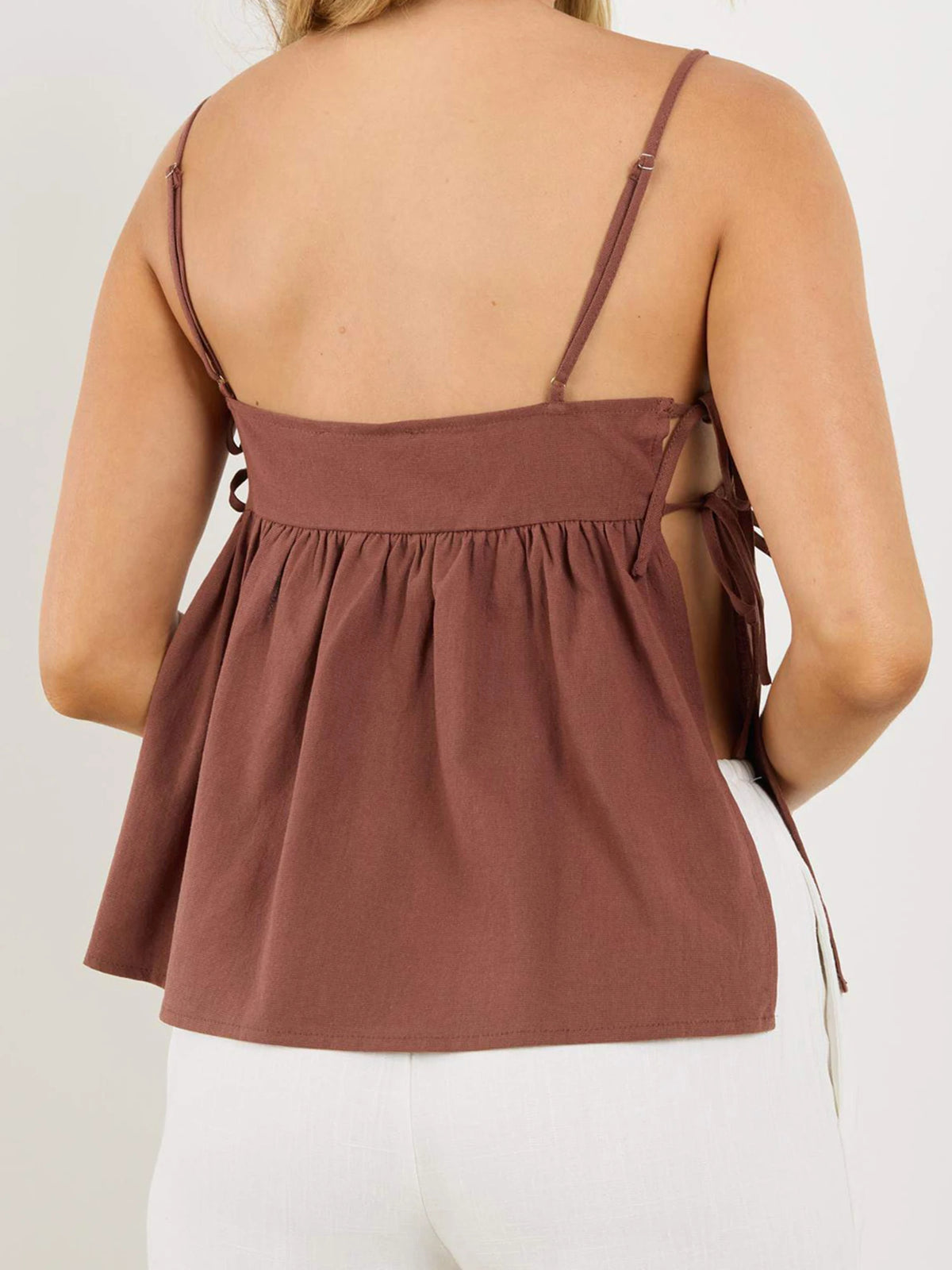 Summer Loose Women's Camisoles Stylish Solid Color Side Strap Spaghetti Straps Crop Tank Tops