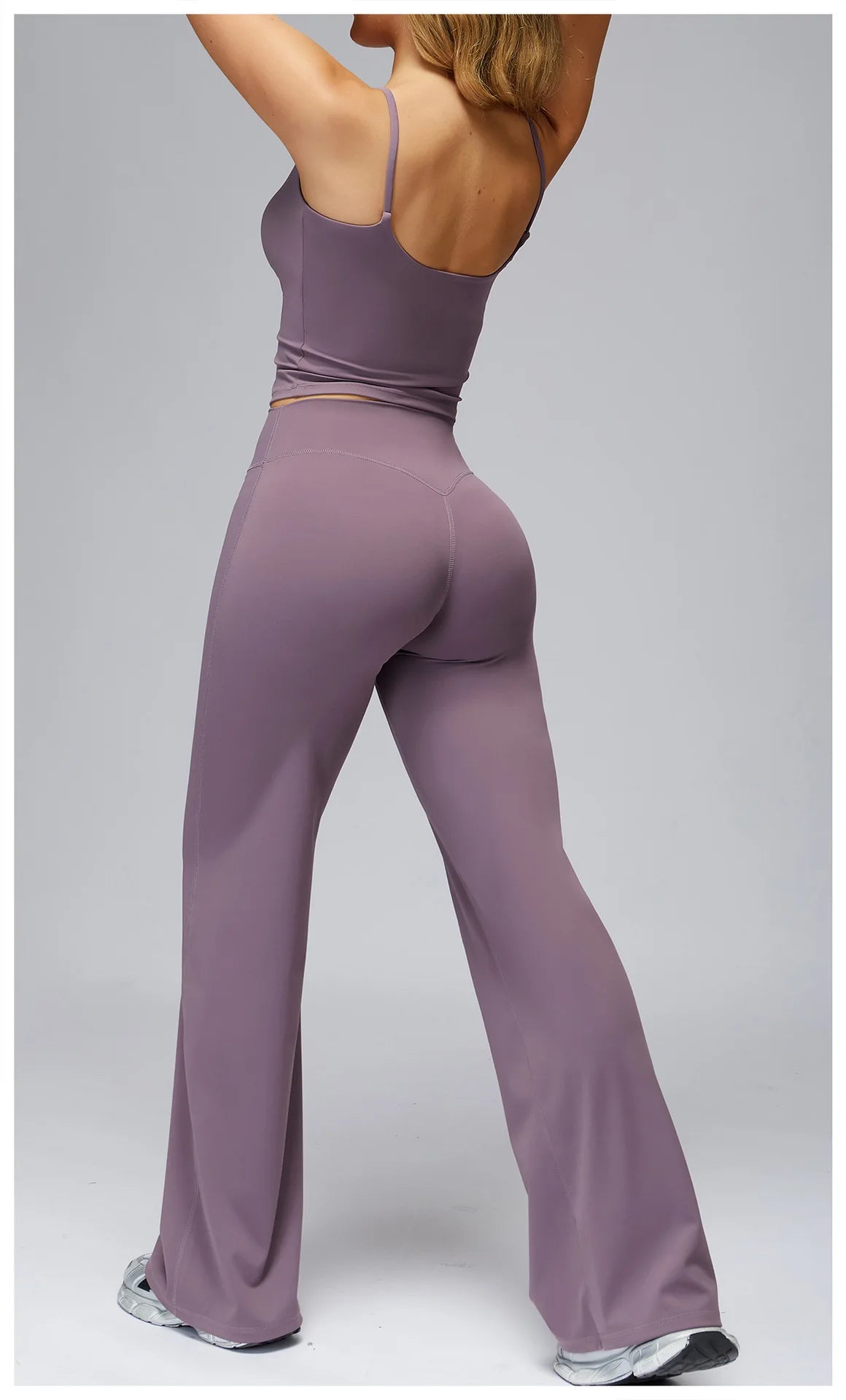 Yoga Suit Gym Fitness Set Hanging Neck Slim Sports Tank Top High Waist Wide Leg Pants Tracksuit Outdoor Running Athletic Wear
