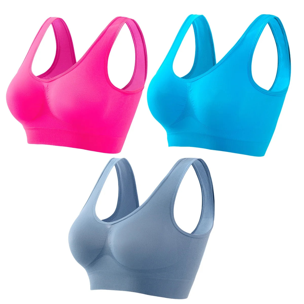 3PCS/Set Seamless Bras For Women Unwired Brassiere No Pads Crop Top Soft Sports Tank Bras Solid Color Female Sexy Lingerie Vest