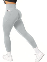 High Waist Tummy Control Yoga Pants with Pockets for Gym Workout - Breathable Stretchy Fitness Leggings