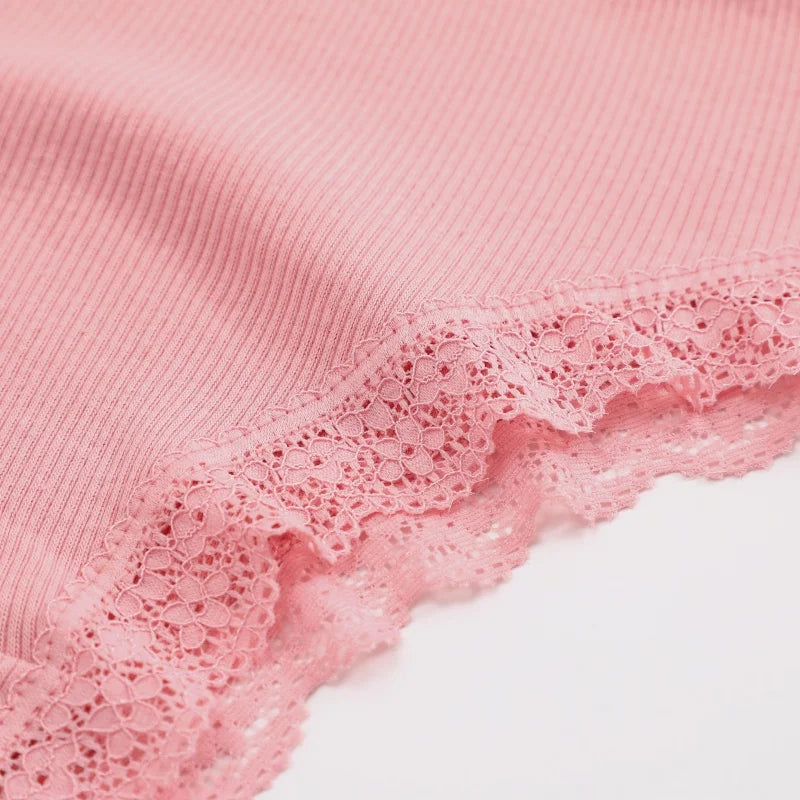 3PCS/Set Women Cotton Panties Low Waist Sexy Lace Brazilian Briefs Female Cross Webbing Underpants Soft Breathable Lingerie S-XL