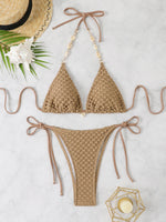 2026 Halter String Triangle Bikini Women Sexy Swimwear Female Mesh Swimsuit Solid Bathers Bathing Swimming Swim Suit Beachwear