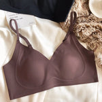 Summer Ice Silk Bra Seamless Women Underwear Sexy Ultra Thin Comfort Bralette French Rabbit Ears Padding Fixed Push Up Bras
