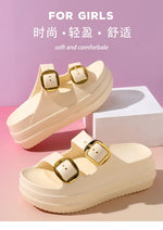 Women's Slippers Solid Color One LineThick Soles Anti Slip and Wear-resistant Fashionable Simple Indoor Outdoor Beach Sandals