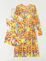 3 Pieces Sexy Print Bikini 2026 Women High Waist Swimsuit & Kimono Swimwear Female Lady Bathing Suit Swimming Summer Beachwear