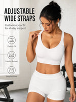 Women's Wireless Sports Bra Yoga Bra Simple Solid Color X-Back Design Wide Adjustable Straps Removable Pads Comfort