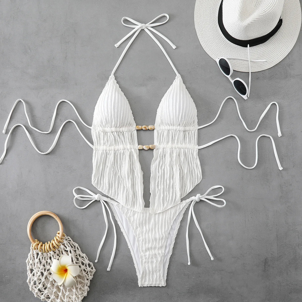 New Sexy Shell Linked String Bikini 2026 Women Swimwear Female Swimsuit Two Pieces Thong Bikini Set Bather Bathing Suit Beach