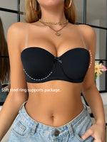 Women Multiway Strapless Push Up Bra Detachable Straps Underwire Anti-slip Lingerie Bras For Dress