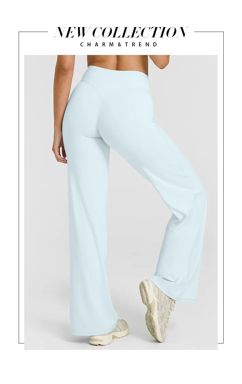 STOUREG Sport Trousers Straight-Leg Pants Ultra Soft Butter Fabric Women's Mid-Waist Yoga Pants GYM Naked Feel Pilates Running