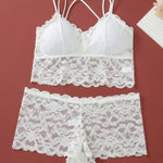Women's Lace Non-wire Bra And Panties Set Transparent Low Rise Briefs Ultra-thin Comfort Underwear Female Bralette Lingerie Set