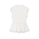 Women's Fashion Casual Sleeveless Half-High Collar Short Skirt Hem Top White Sleeved Peplum Top High Neck Slim Fit Casual KUAT