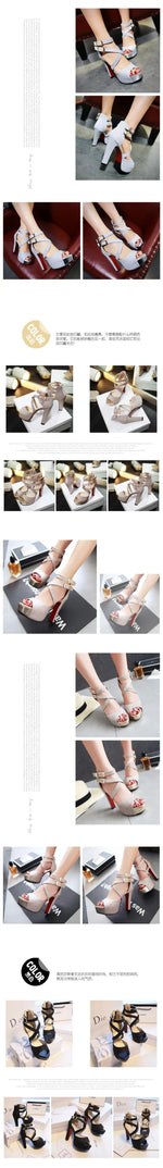 Women's Sandals Summer New Style Fashion Fish Mouth Open Toe Buckle Thick Heel High Heel Women's Shoes Plus Size 33-43 High 11cm