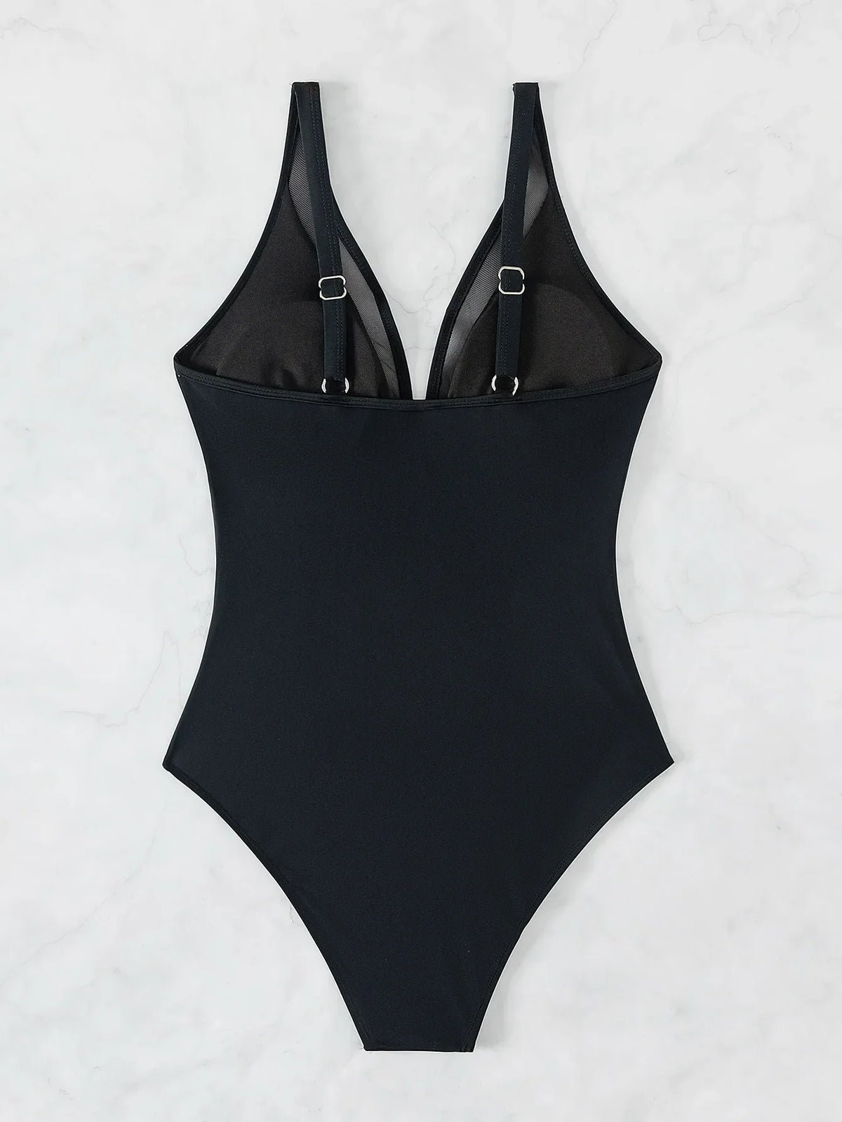 Sexy Black One Piece Swimsuit 2026 Women Mesh Patchwork Transparent Tummy Control Swimwear Bathing Suit See Through Monokini
