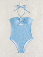 ZTVitality Solid Blue Sexy One Piece 2025 New Padded Bra Halter Swimsuit Women's Swimwear Summer Beachwear Monokini