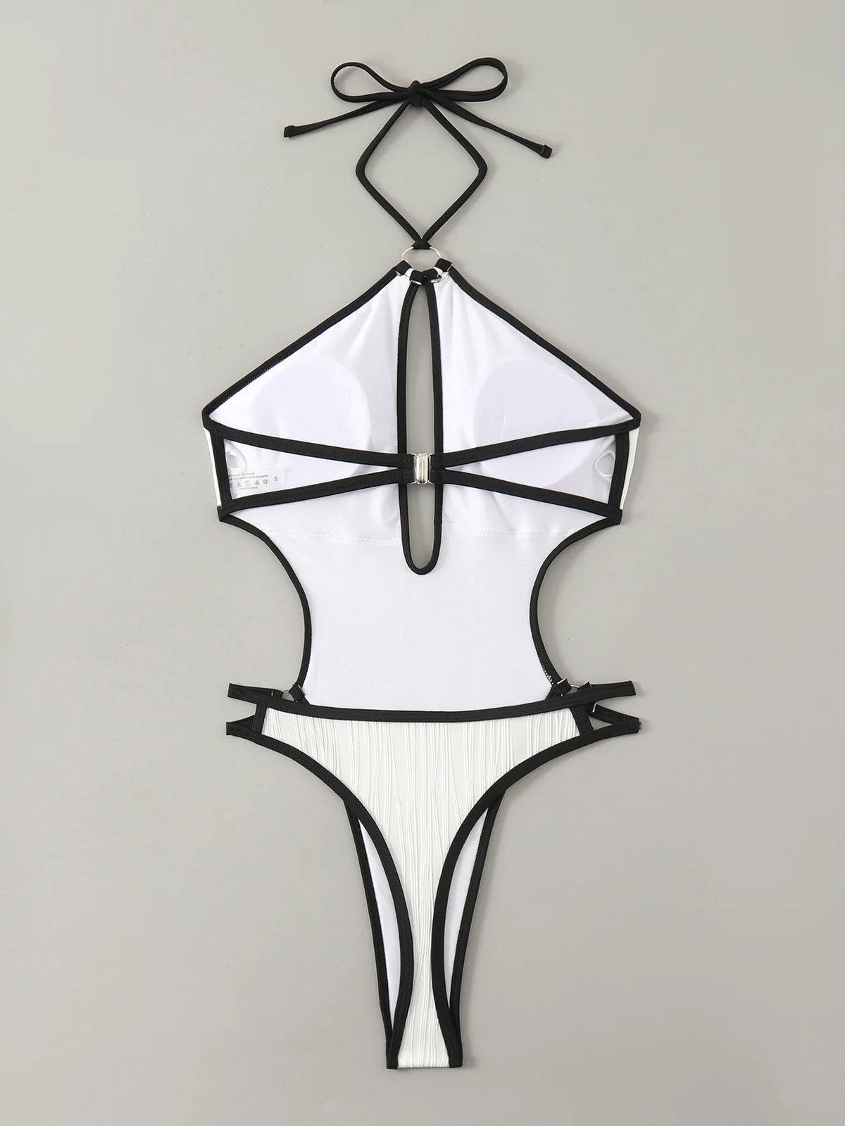 DEKA White Hollow One Pieces Swimsuit Women's Beaded HalterBathing Suit Bodysuit Vacation Swimwear Beach Wear