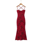 Sexy Backless Cross-cutout Strap Dress For Women Heavy-duty Fishbone Steel Support Slim-fit Jacquard Gown Fishtail Long CAUP