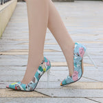 Women Heels Graffiti Colorful Bridal Shoes Women Pumps Sexy High Heels Pointed Toe Party Wedding Shoes Stiletto Plus Size 35-46