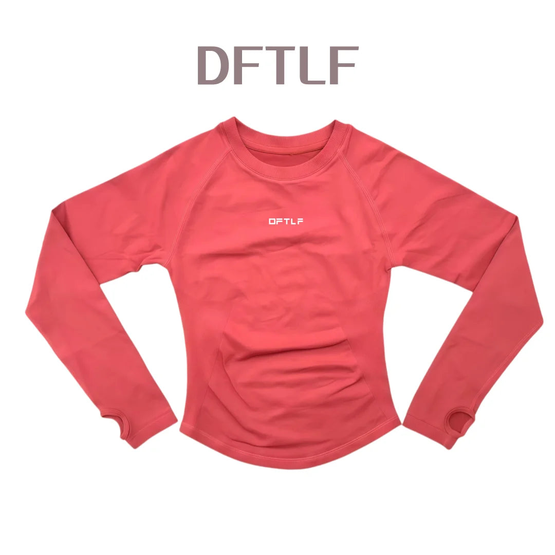 DFTLF Yoga Shirts For Women Long Sleeve Winter Fitness Running Gym Clothes Workout Dry Fit Breathable High Elastic Sports Top