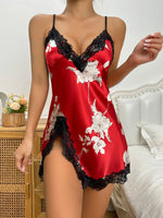 New Ice Silk Sleeping Dress Summer Breathable Thin Short Skirt Ladies Home Wear Simulation Silk Slip Dress Sexy Pajamas
