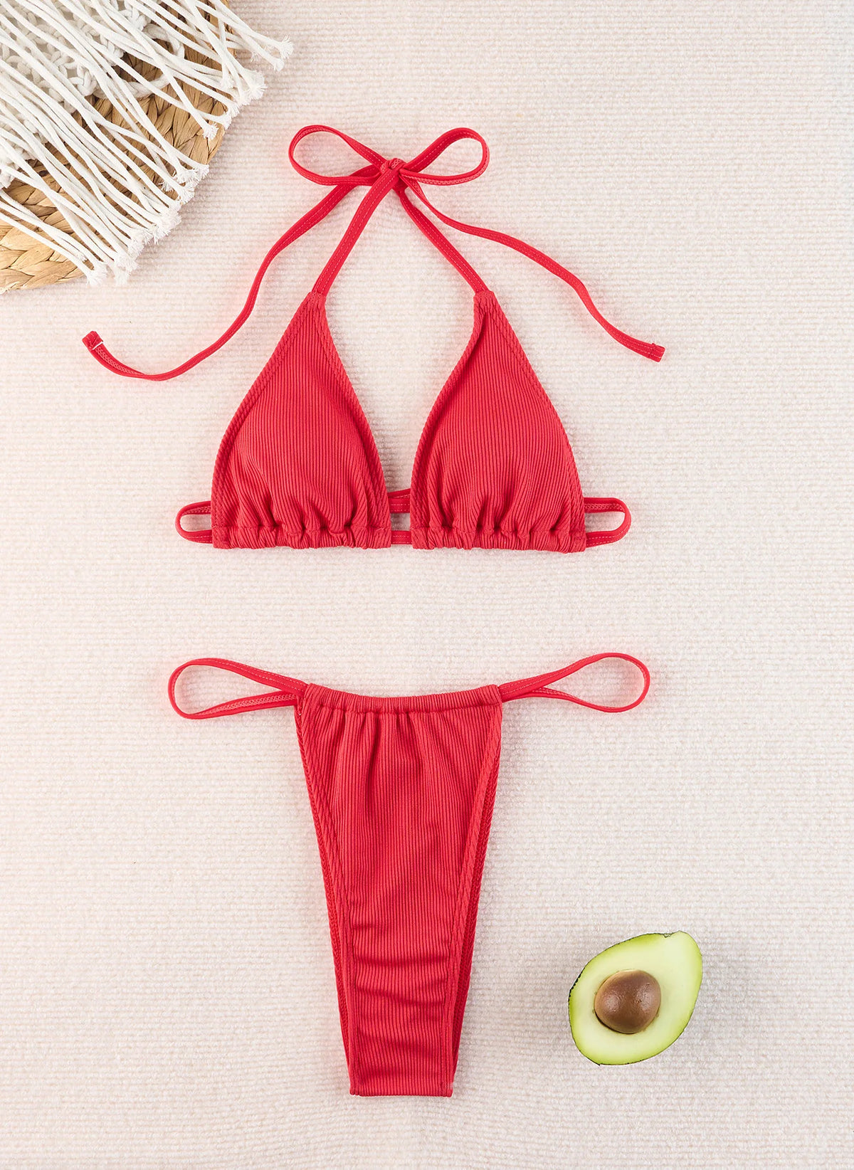 Sexy Micro Bikini 2024 Woman Swimsuit White Ribbed Swimwear Women String Thong Bikinis Set Female Bathing Suit Beachwear Biquini