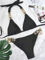 2026 Shiny Rhinestone Diamond Bikini Women Swimsuit Female Swimwear Two Pieces Bikini Set Halter Metal Chains Bathing Suit Swim